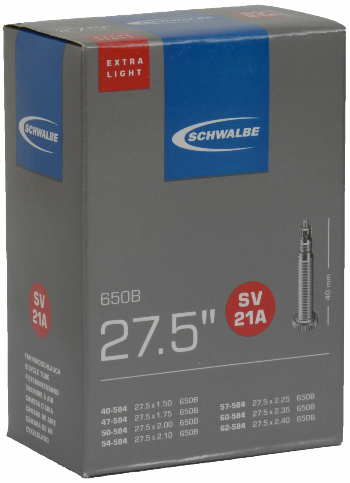 Schwalbe Chambre à Air SV 21A ExtraLight Pour 27,5