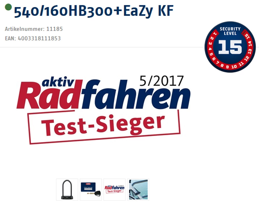 Abus Granit X-Plus 540/160HB300 Verrouillage En U + Support KF EaZy – Image 4