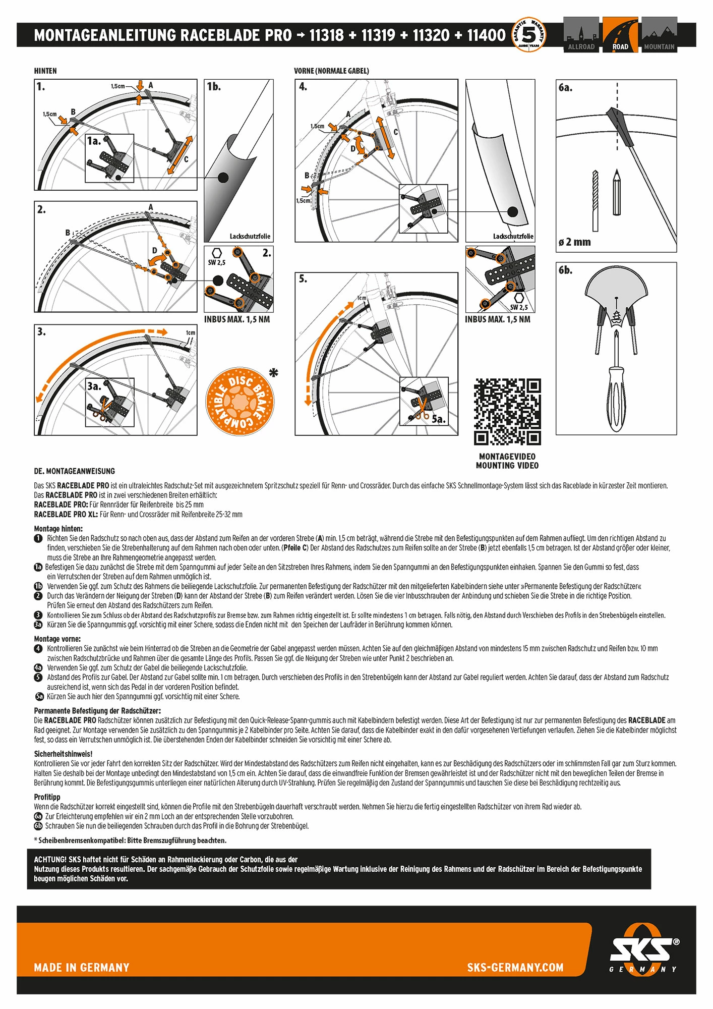 SKS Germany Kit De Garde-boue Raceblade Pro Noir – Image 3
