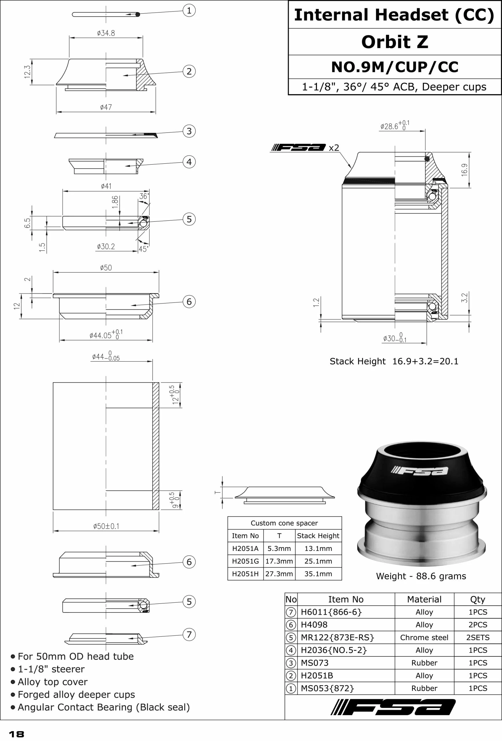 FSA Jeu De Direction Orbit Z ZS44/28,6 - ZS44/30 – Image 3