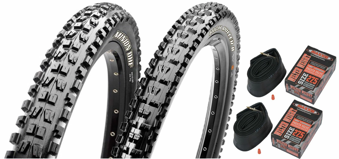 MAXXIS Minion DHF + HighRoller II + Chambre à Air MTB SV 36mm