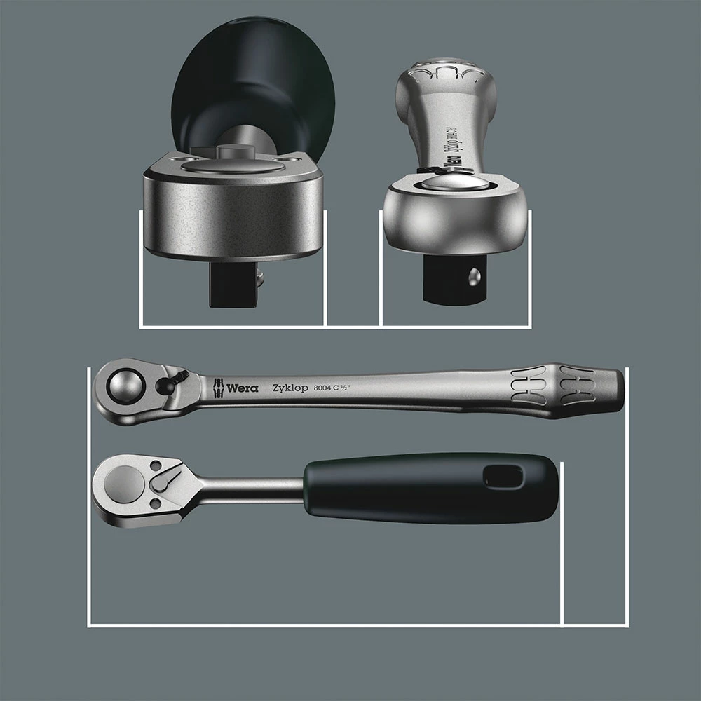 Wera 8000 B Cliquet Zyklop Metal Avec Levier D'inversion, à Carré 3/8" – Image 3